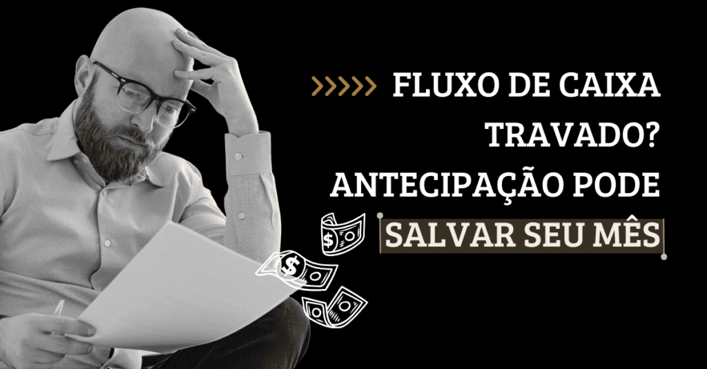 antecipacao-para-salvar-fluxo-de-caixa-chronos-securitizadora Homem preocupado com o fluxo de caixa da empresa